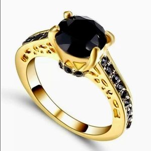 New Black Sapphire Yellow Gold Ring.